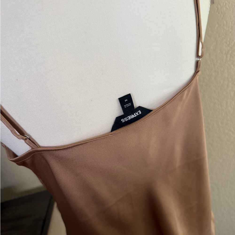 Express Tan Satin Spaghetti Strap Top - Picture 3 of 3